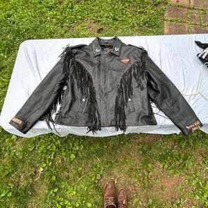 Vintage Harley Davidson Fringe Leather Jacket